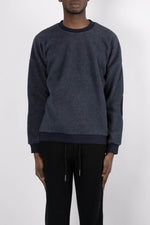 Rochambeau Elbow Patch Crewneck Sweater In Black - CNTRBND