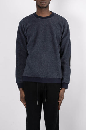 
                
                    Load image into Gallery viewer, Rochambeau Elbow Patch Crewneck Sweater In Black - CNTRBND
                
            