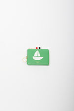 Thom Browne Sailboat Icon Rectangular Zip Coin Pouch In Green - CNTRBND