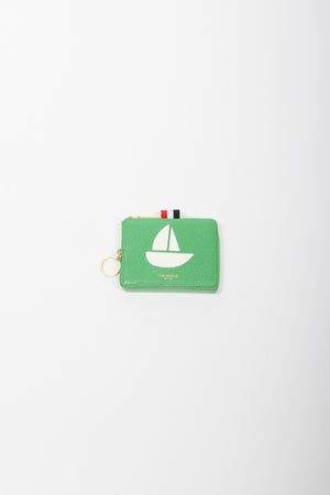 
                
                    Load image into Gallery viewer, Thom Browne Sailboat Icon Rectangular Zip Coin Pouch In Green - CNTRBND
                
            