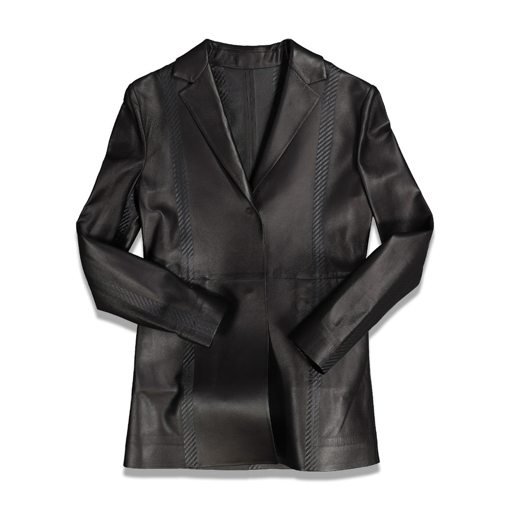 Alyx Womens Taped Leather Blazer In Black - CNTRBND