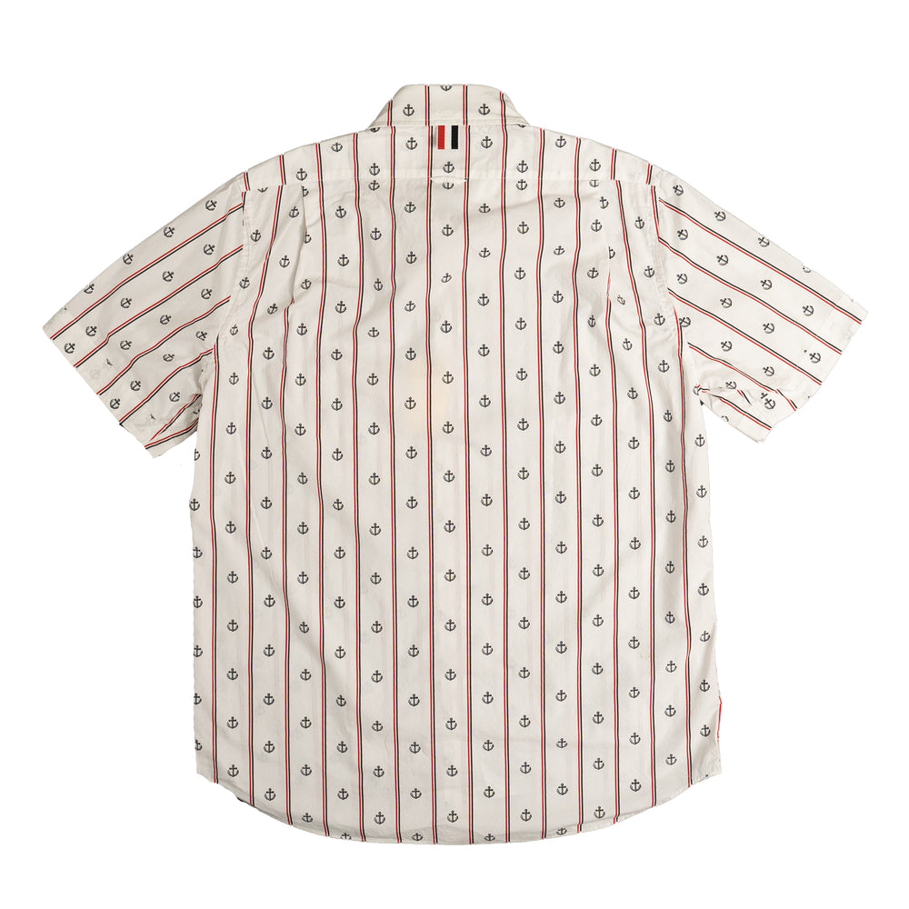 Thom Browne Stripe Anchor S/S Shirt In White - CNTRBND