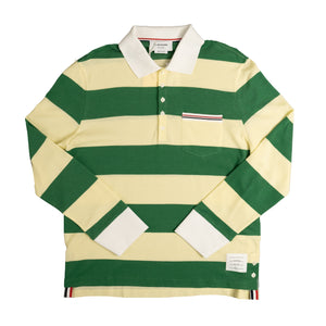 Thom Browne Rugby Stripe L/S Polo In Green/Yellow - CNTRBND