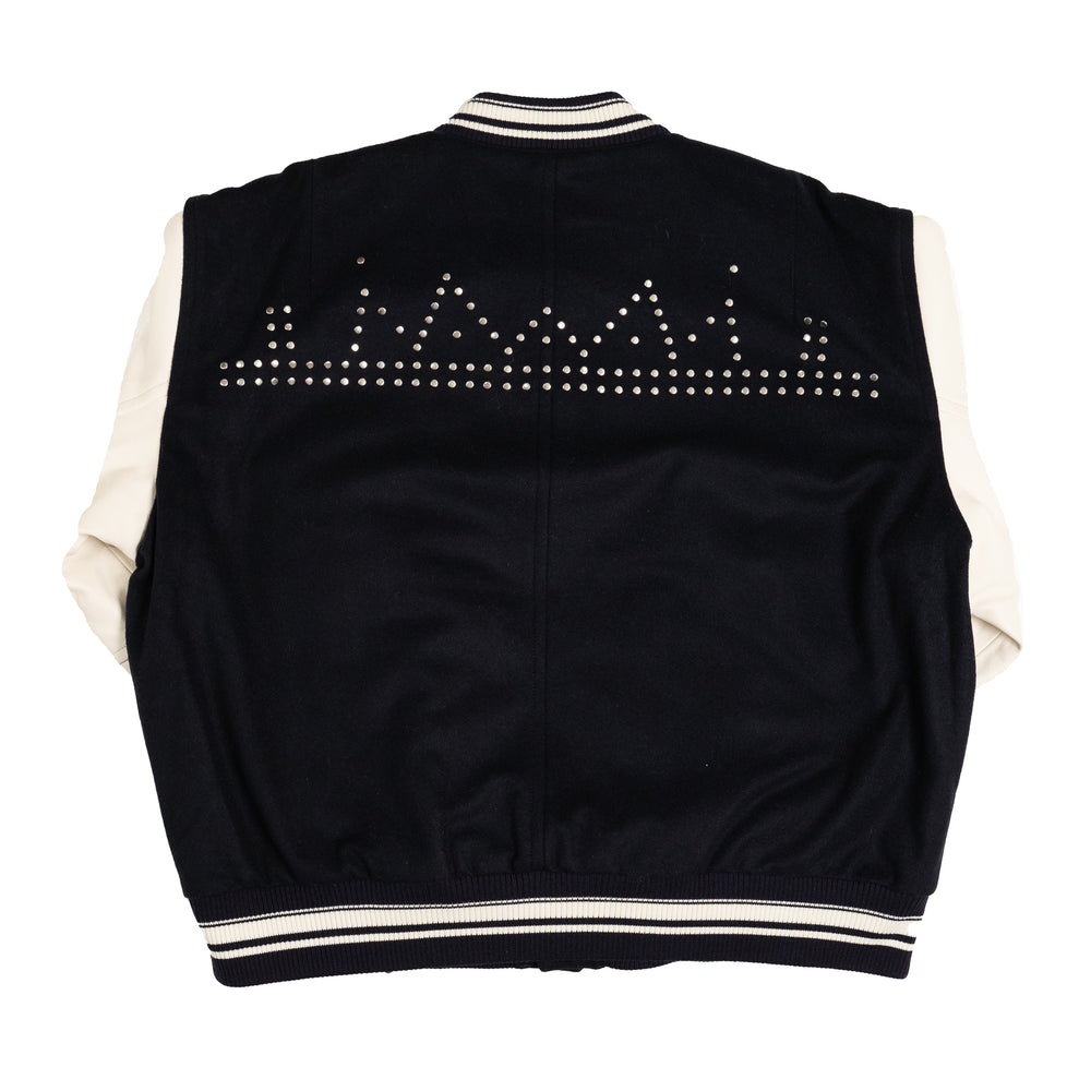 
                
                    Load image into Gallery viewer, Wales Bonner Ascend Varsity Jacket In Navy - CNTRBND
                
            