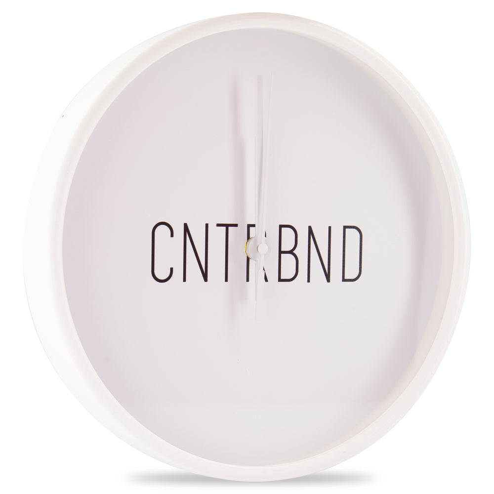 
                
                    Load image into Gallery viewer, CNTRBND Logo Clock In White - CNTRBND
                
            