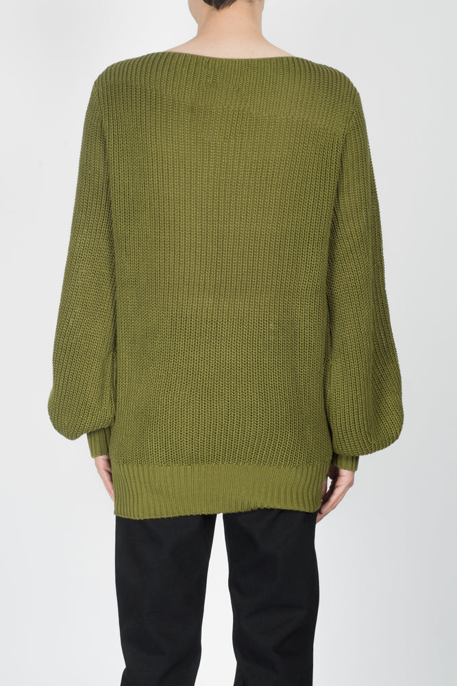 
                
                    Load image into Gallery viewer, Linder Poet Sleeve Sweater In Olive - CNTRBND
                
            
